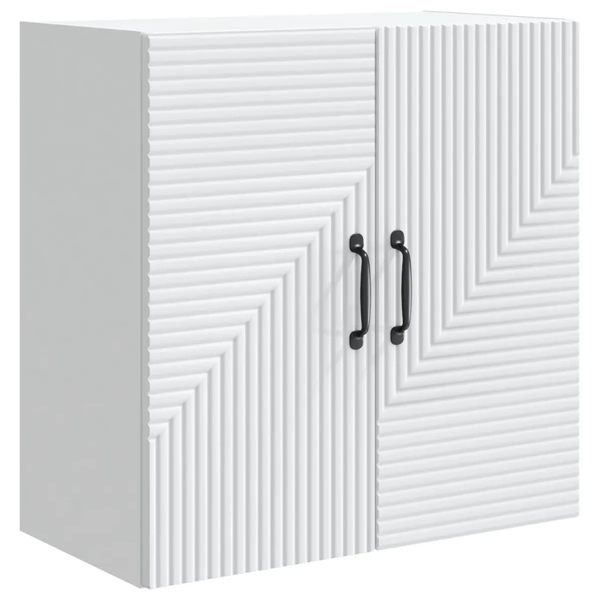 Wall-Mounted Storage Cabinet White Engineered Wood Modern Shelving Unit 59 x 31 x 60 cm