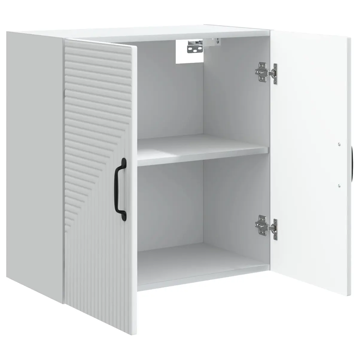 Wall-Mounted Storage Cabinet White Engineered Wood Modern Shelving Unit 59 x 31 x 60 cm