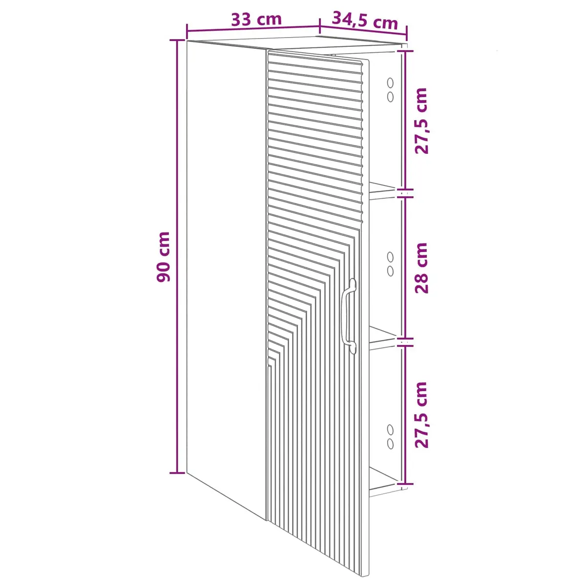Wall-Mounted Storage Cabinet White Engineered Wood Shelving Unit 33 x 34.5 x 90 cm