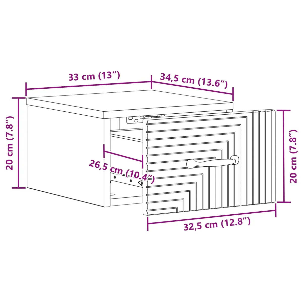 Wall-Mounted Bedside Cabinet Storage Table White 34.5 x 33 x 20 cm
