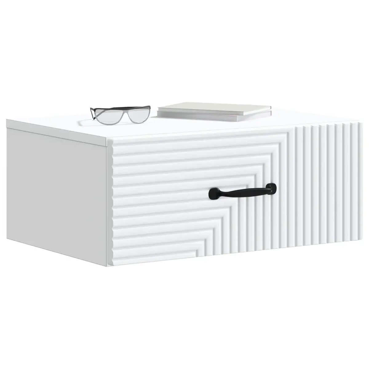 Bedside Cabinet Wall-Mounted White Bedroom Storage Furniture Drawers