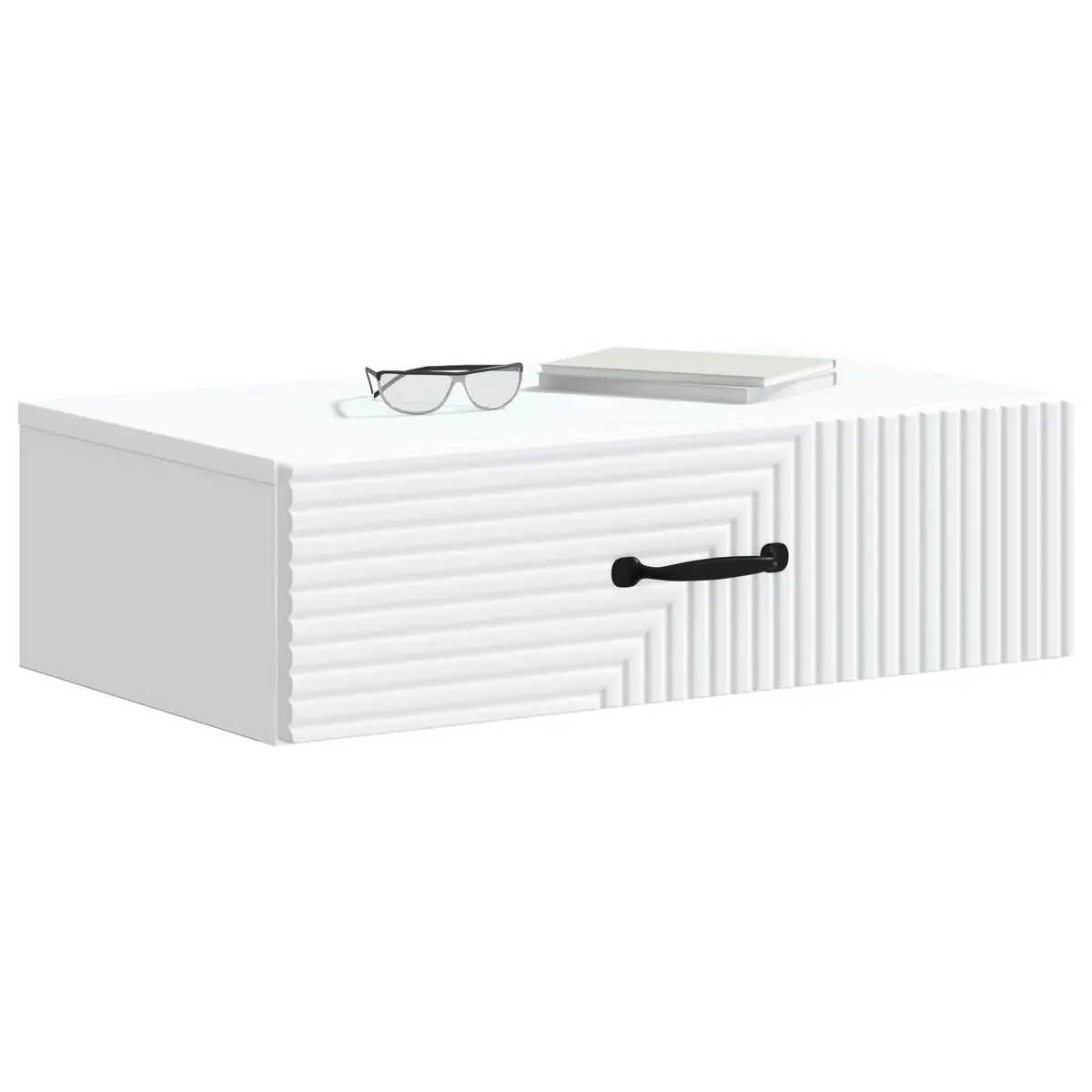 Wall-Mounted Side Table Storage Drawer Modern 59 x 34.5 x 17 cm White