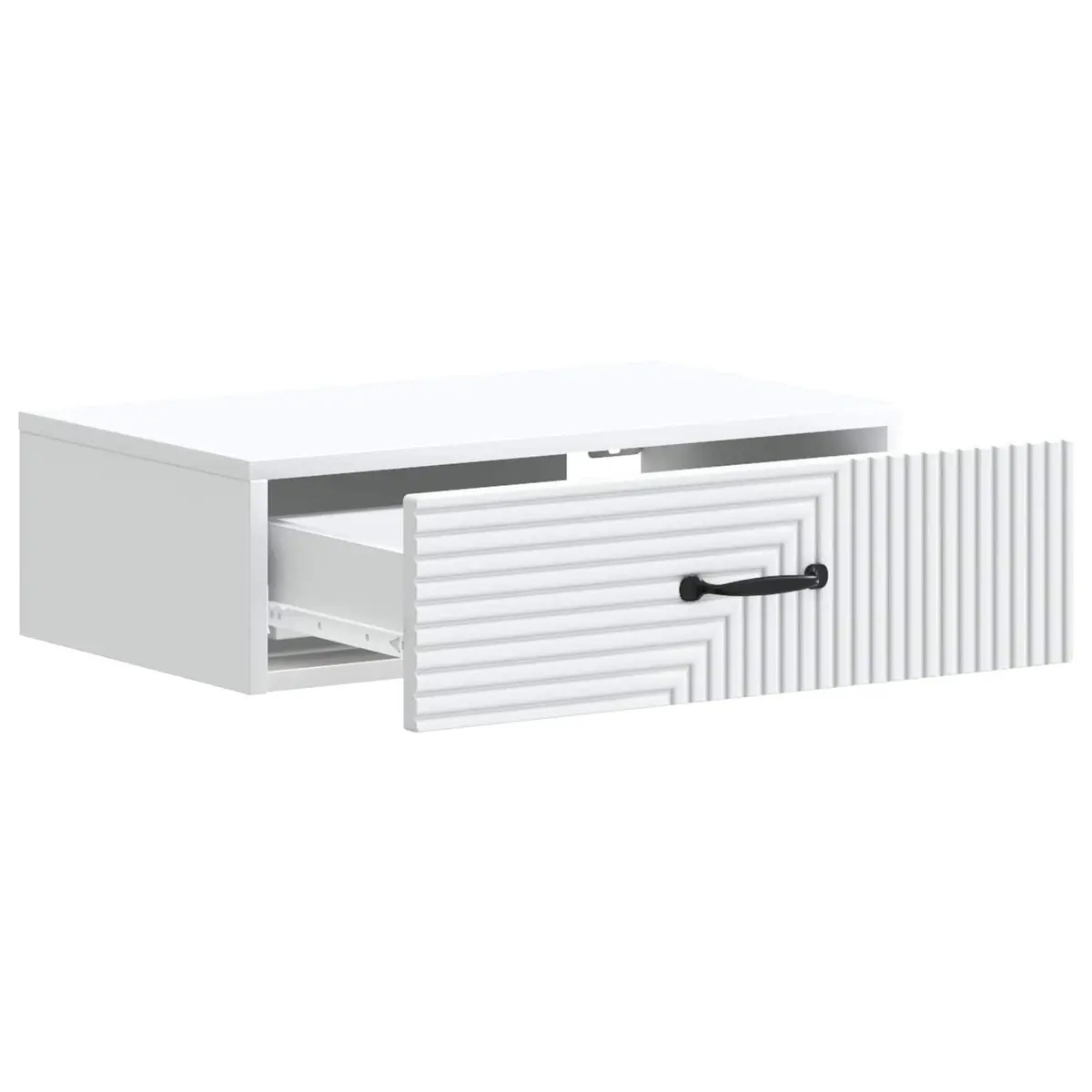 Wall-Mounted Side Table Storage Drawer Modern 59 x 34.5 x 17 cm White