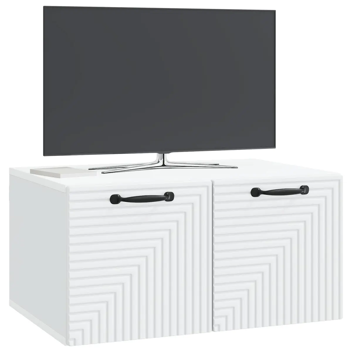 Wall-Mounted TV Cabinet White Modern Living Room Storage Unit 59.5 x 41 x 30cm