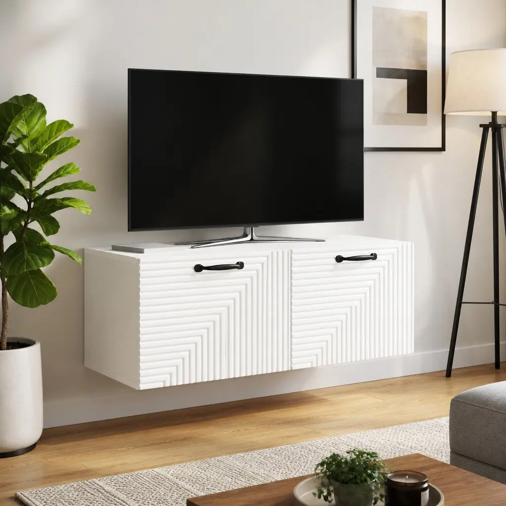 Wall-Mounted TV Cabinet Modern Storage Unit 78.5 x 41 x 30 cm White