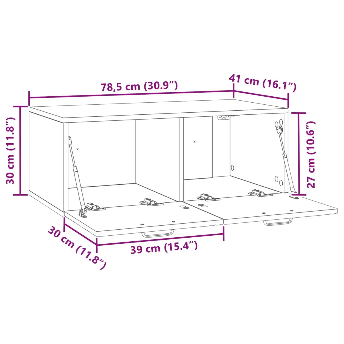 Wall-Mounted TV Cabinet Modern Storage Unit 78.5 x 41 x 30 cm White