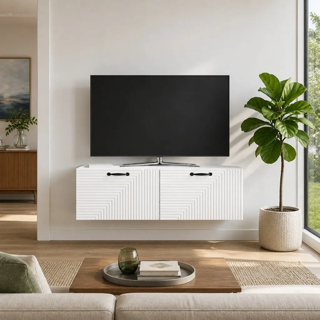 White Wall-Mounted TV Cabinet