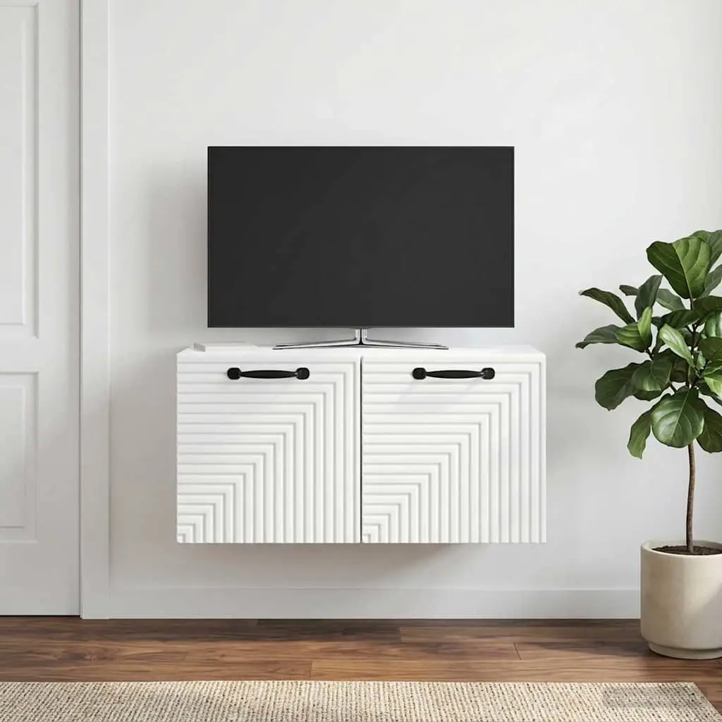 Wall-Mounted TV Cabinet Storage Unit 59.5x31x30cm White Modern