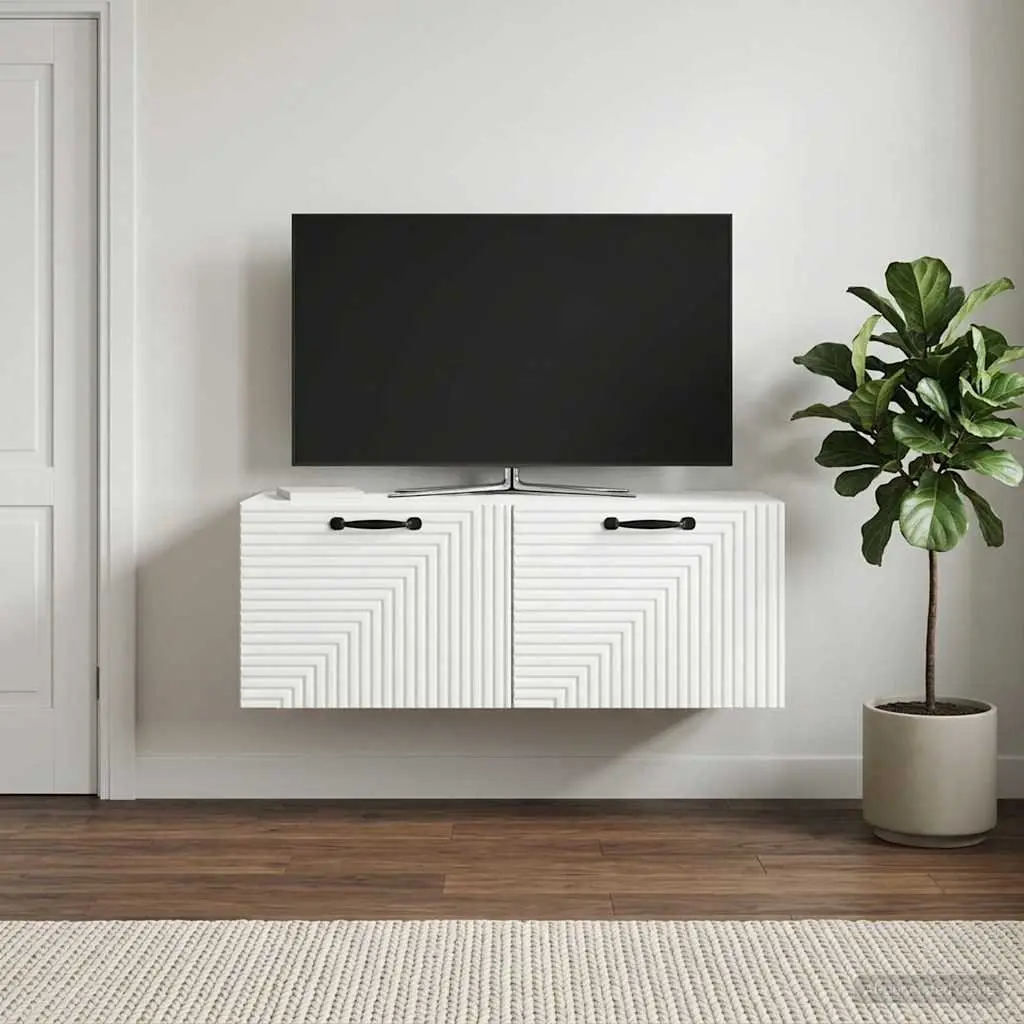 Wall-Mounted TV Cabinet White Modern Living Room Storage Unit 78.5 x 31 x 30cm
