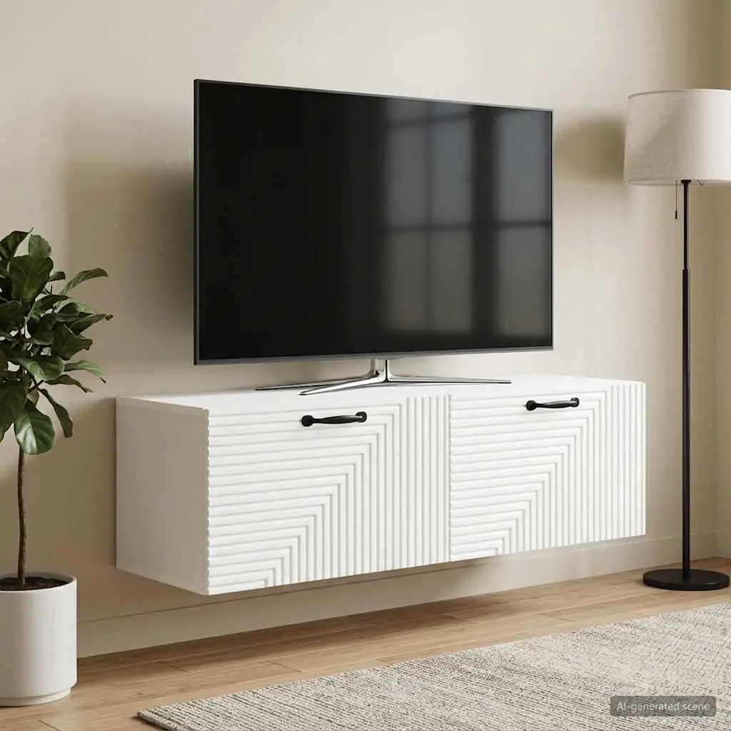 Wall-Mounted TV Cabinet Modern Storage Unit 98 x 31 x 30 cm White