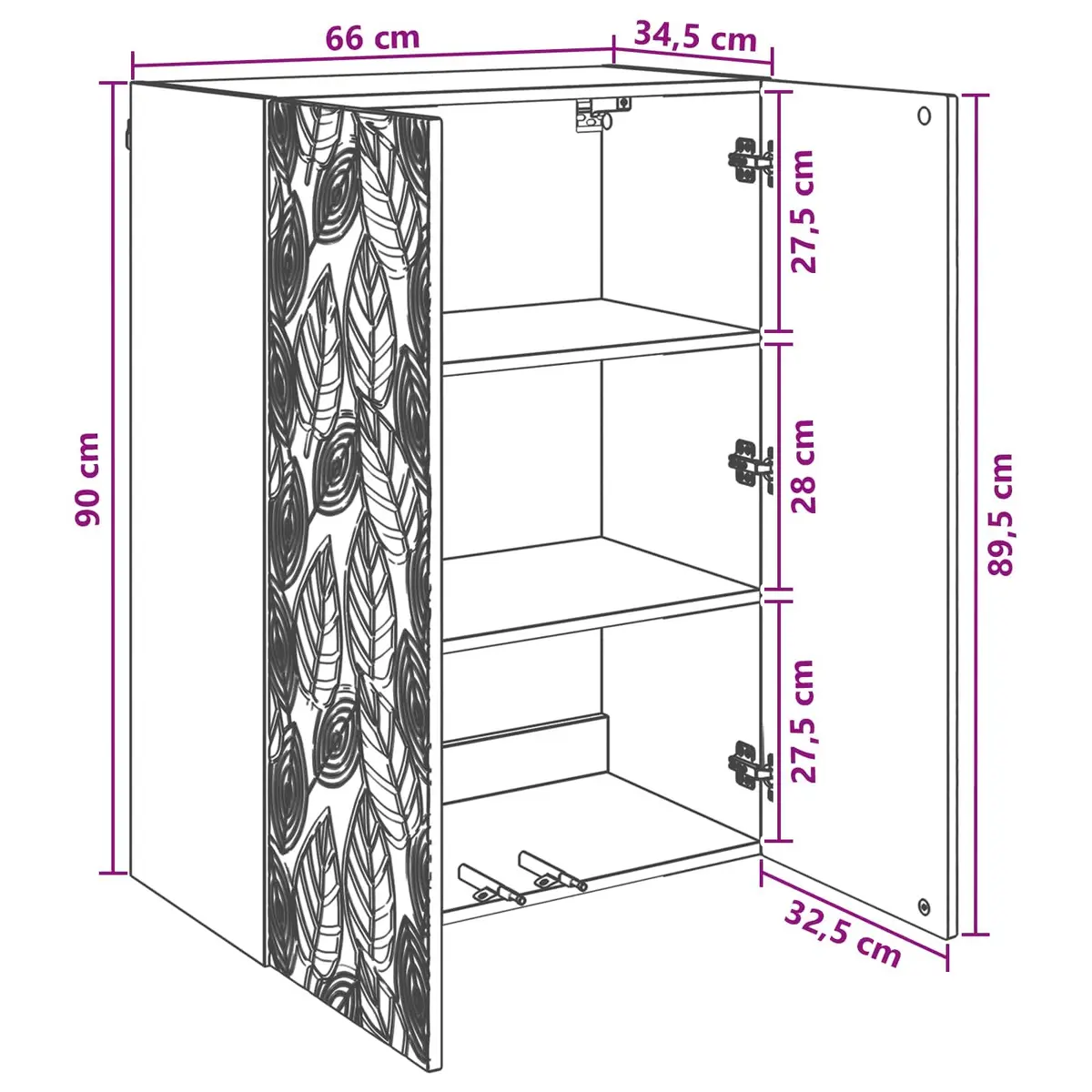 Wall-Mounted Storage Cabinet White Modern Home Office Garage Organization 66x34.5x90cm
