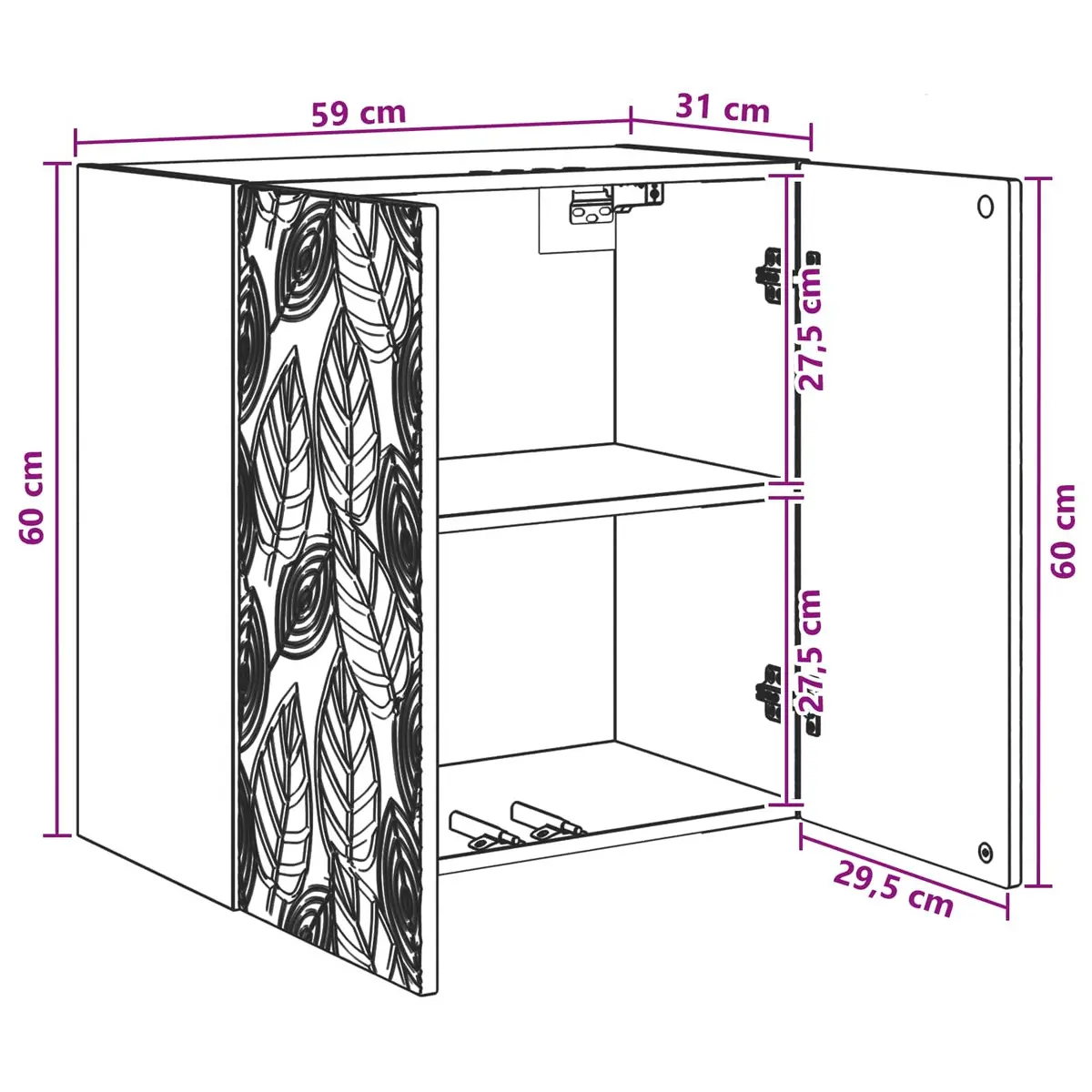 Wall-Mounted Storage Cabinet Organizer 59x31x60cm White Engineered Wood