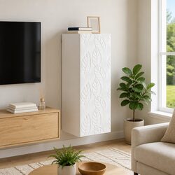 Wall-Mounted Storage Cabinet White 33 x 34.5 x 90 cm Engineered Wood Shelves