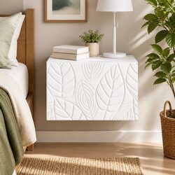 Wall-Mounted Side Table White Bedside Nightstand Modern Compact Storage Drawer