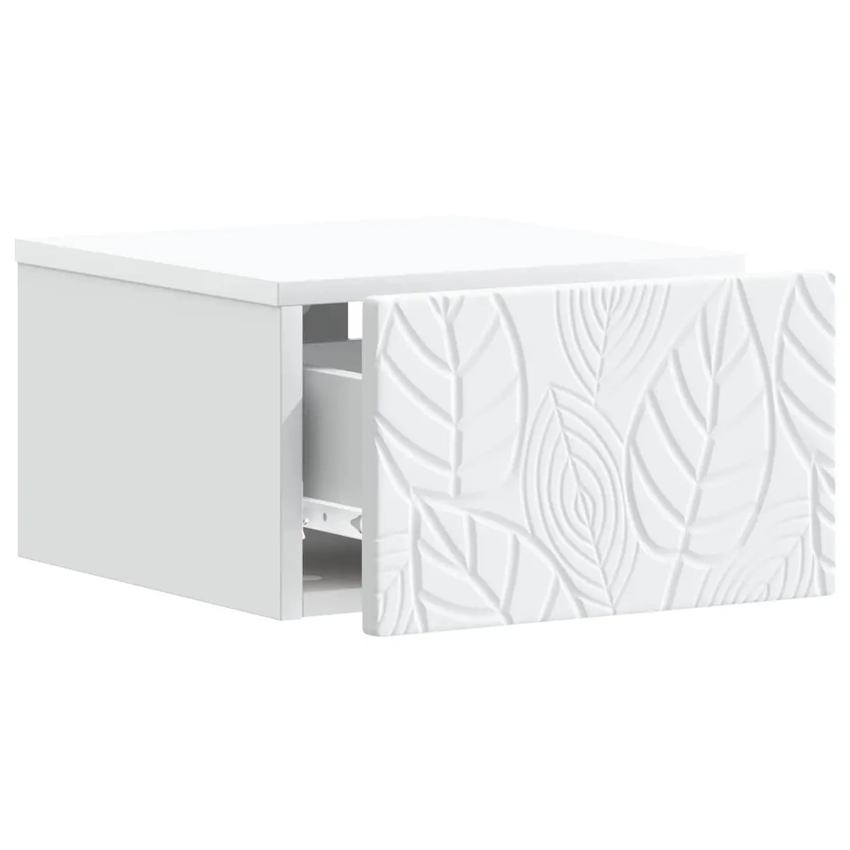 Wall-Mounted Side Table White Bedside Nightstand Modern Compact Storage Drawer