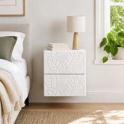 Wall-Mounted Bedside Cabinet White Modern Bedroom Storage Drawers 34.5x33x40cm
