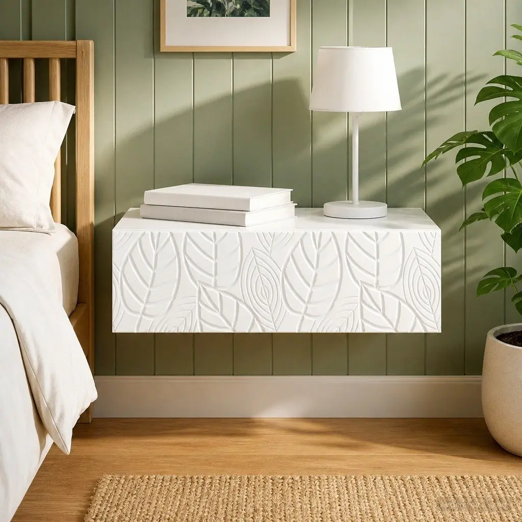 Wall-Mounted Side Table Storage Cabinet Living Room Bedroom Hallway White