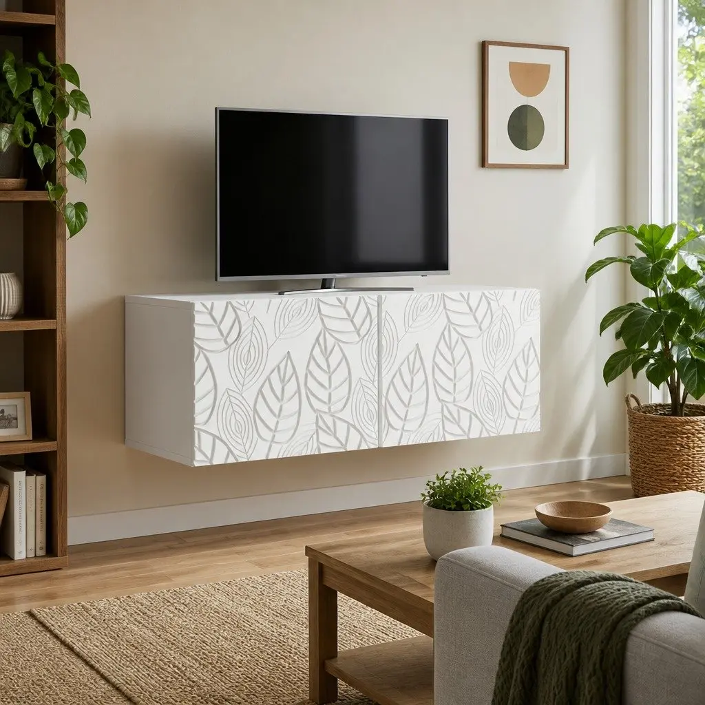 Wall-Mounted TV Cabinet in White