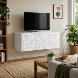 Functional Wall-Mounted TV Cabinet in White