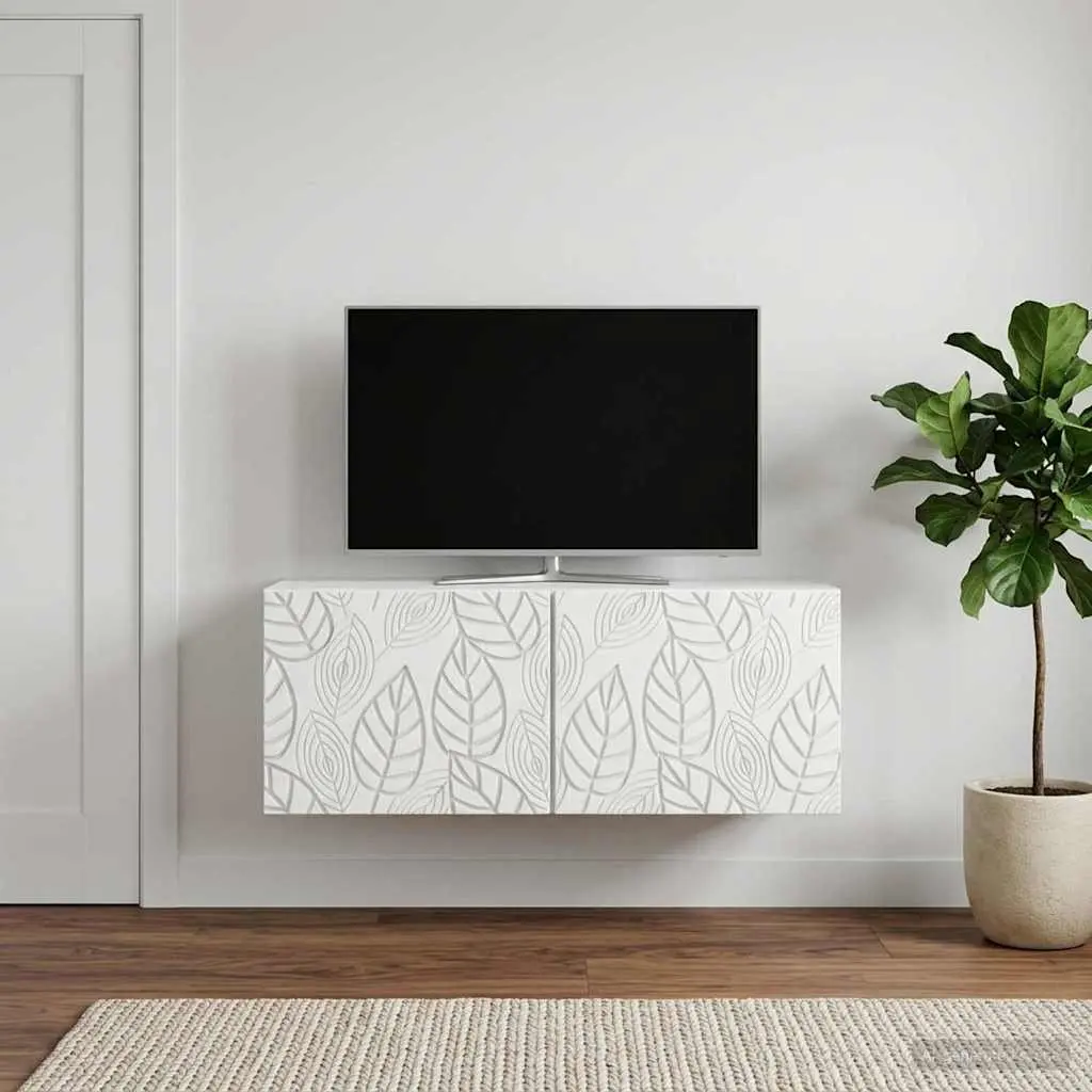 Wall-Mounted TV Cabinet in White