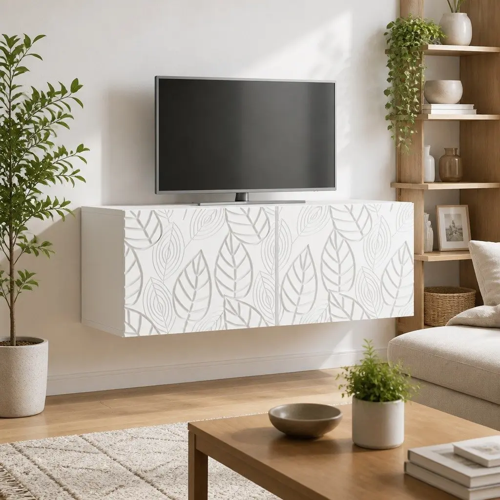 Wall-Mounted TV Cabinet Storage Unit 98x41x30cm White