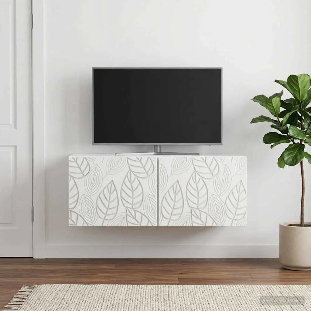 Wall-Mounted TV Cabinet Storage Unit 98x41x30cm White
