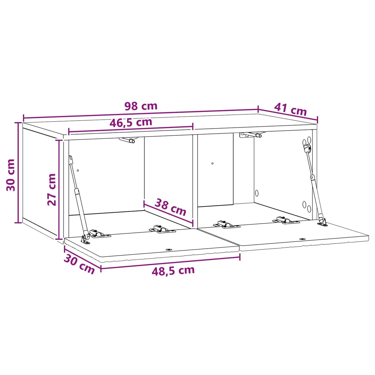 Wall-Mounted TV Cabinet Storage Unit 98x41x30cm White
