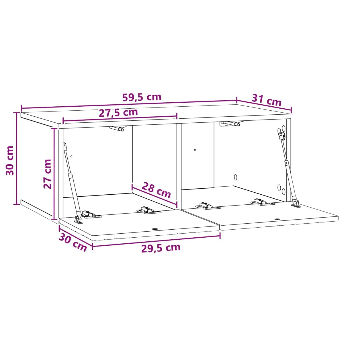 Wall-Mounted TV Cabinet Storage Unit 59.5 x 31 cm White Engineered Wood