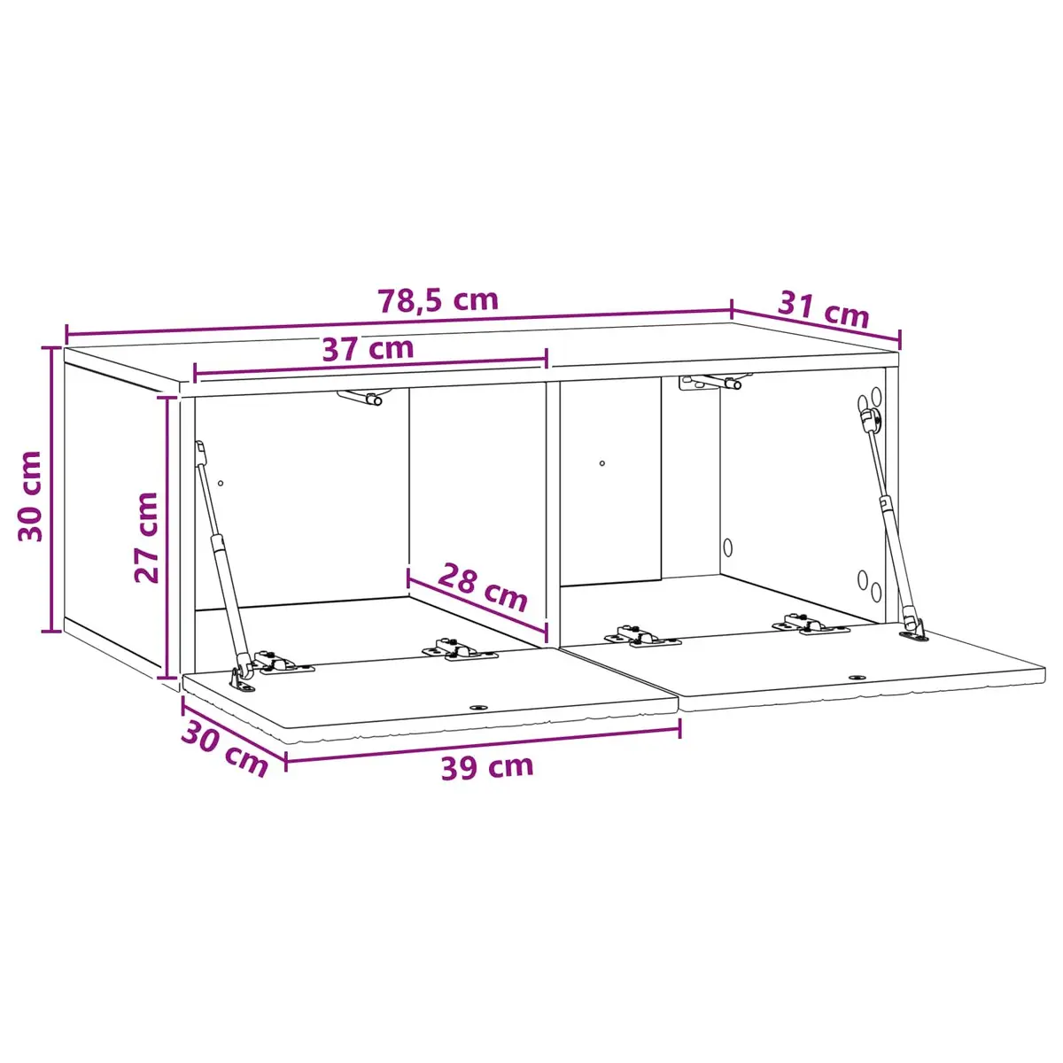Wall-Mounted TV Cabinet 78.5 x 31 cm White Engineered Wood Storage Unit
