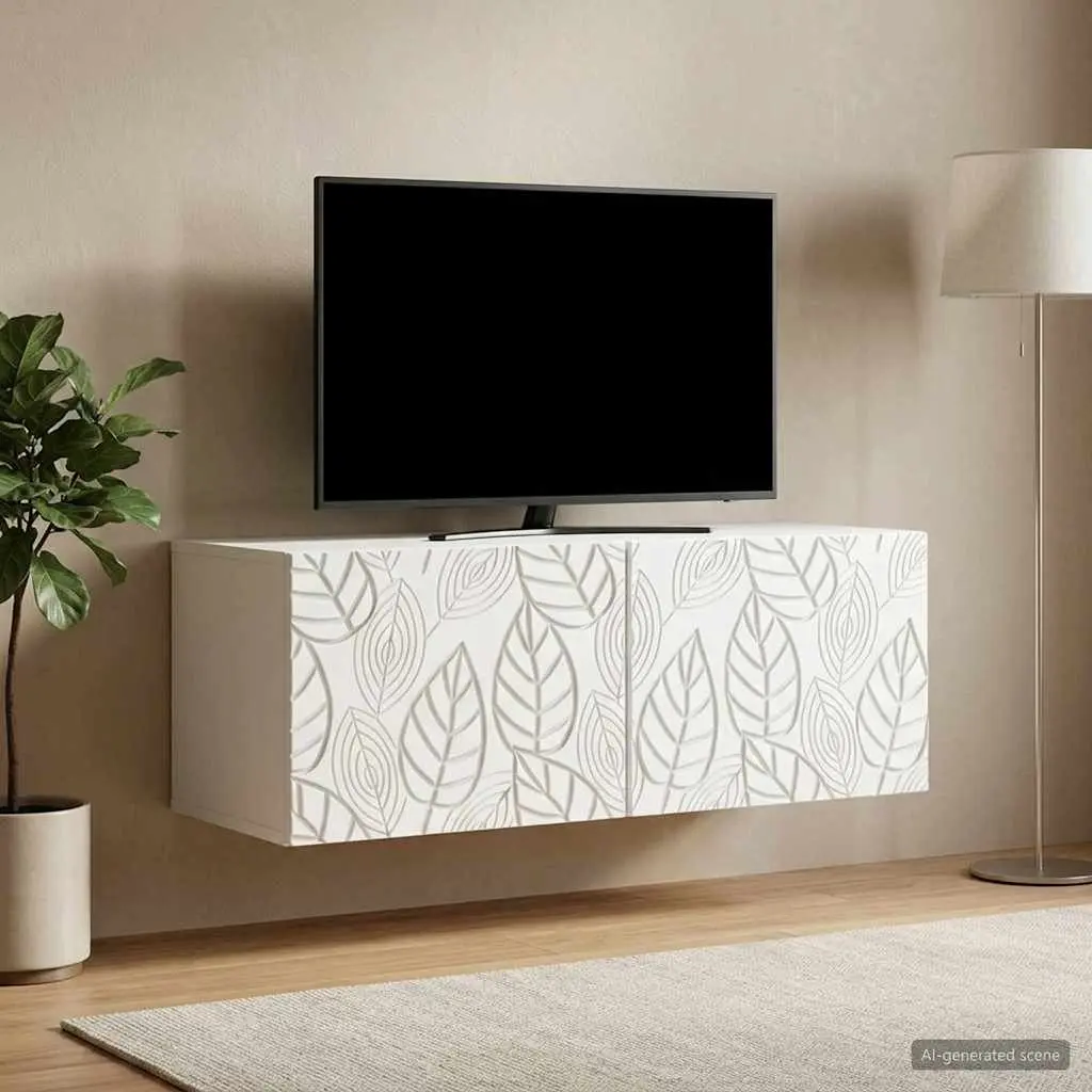 Wall-Mounted TV Cabinet Storage Unit 98 x 31 cm White Living Room