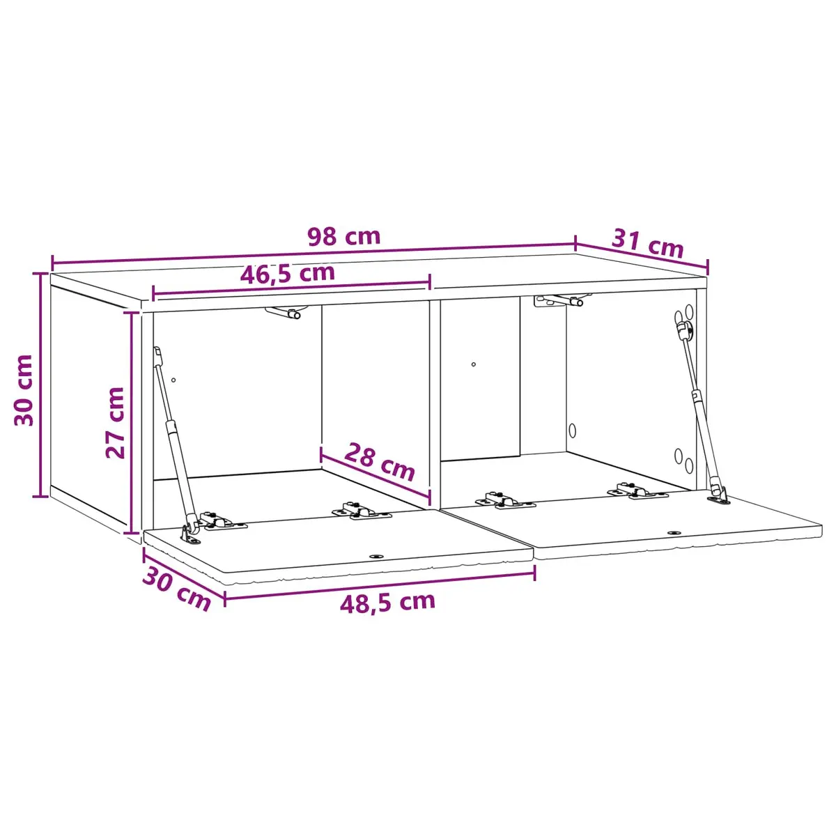 Wall-Mounted TV Cabinet Storage Unit 98 x 31 cm White Living Room