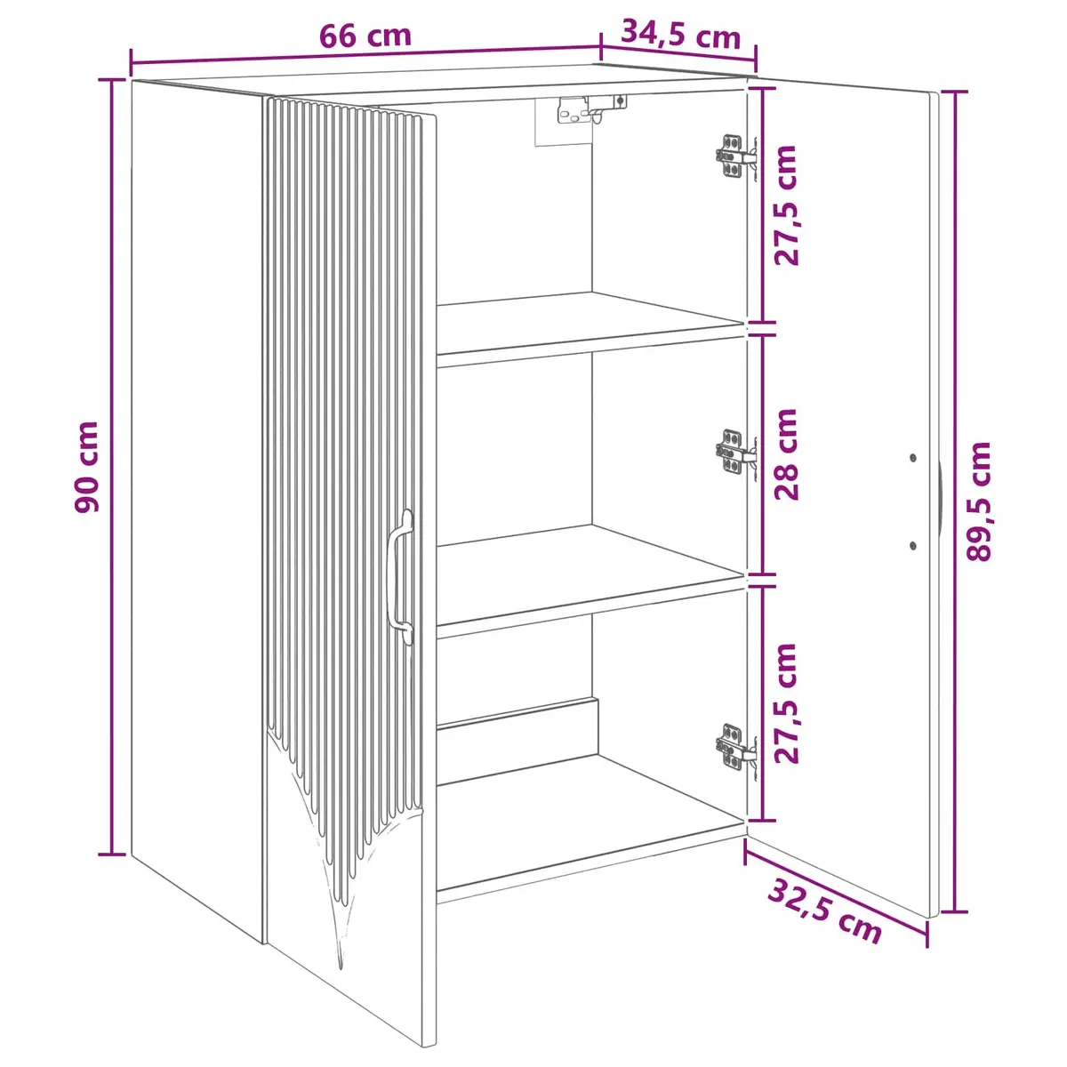 Wall-Mounted Storage Cabinet White 66 x 34.5 x 90 cm Engineered Wood