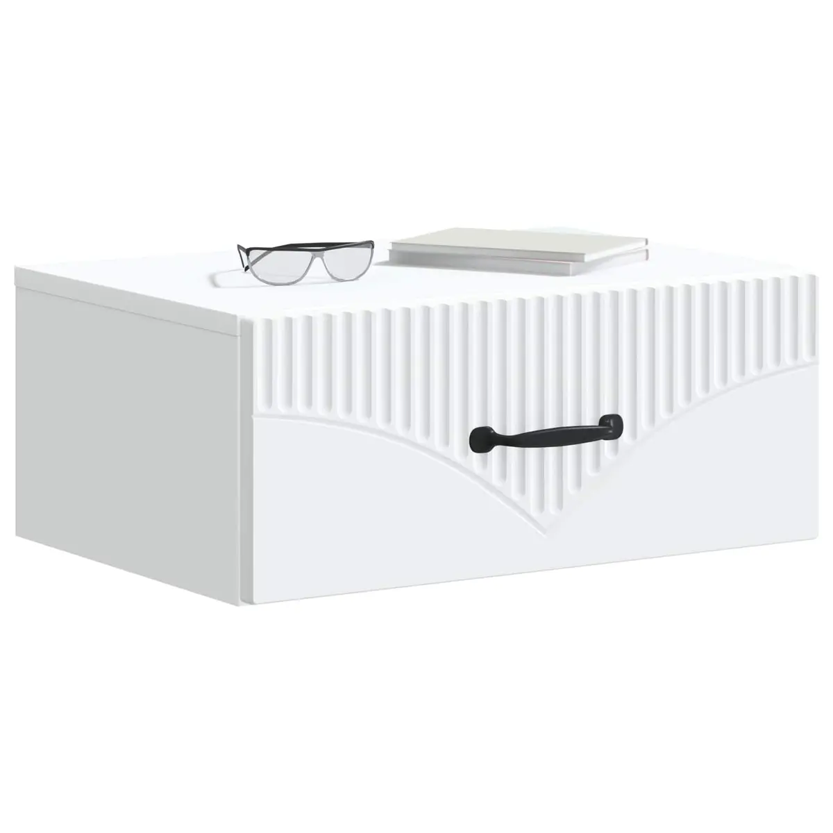 Wall-Mounted Bedside Table Compact Storage Shelf 49 x 34.5 x 20 cm White
