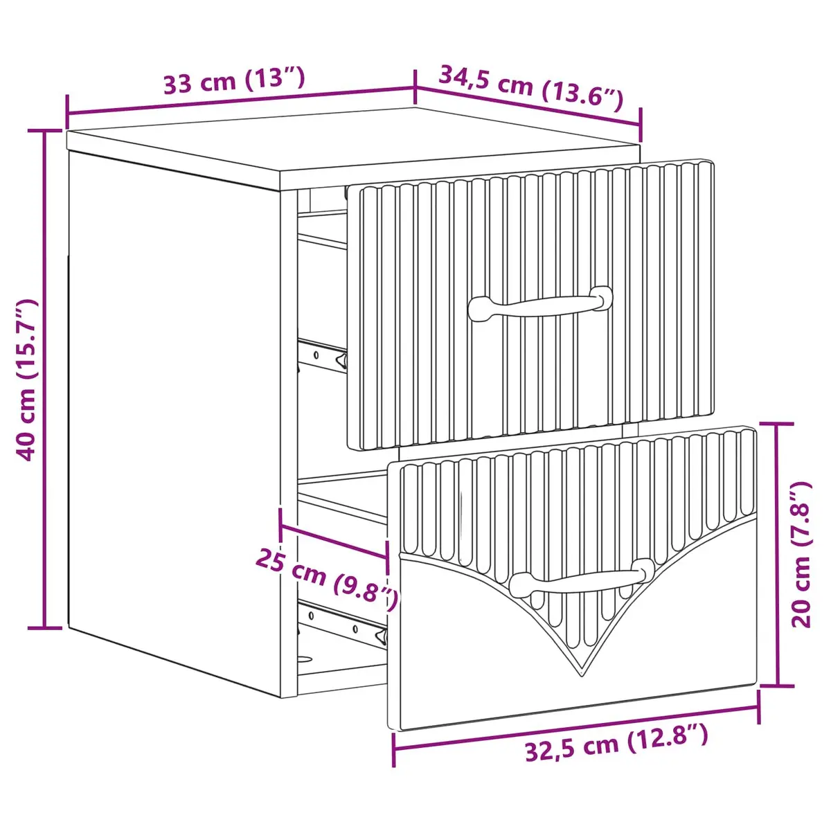 Wall-Mounted Bedside Cabinet Modern Storage Table White 34.5 x 33 x 40 cm