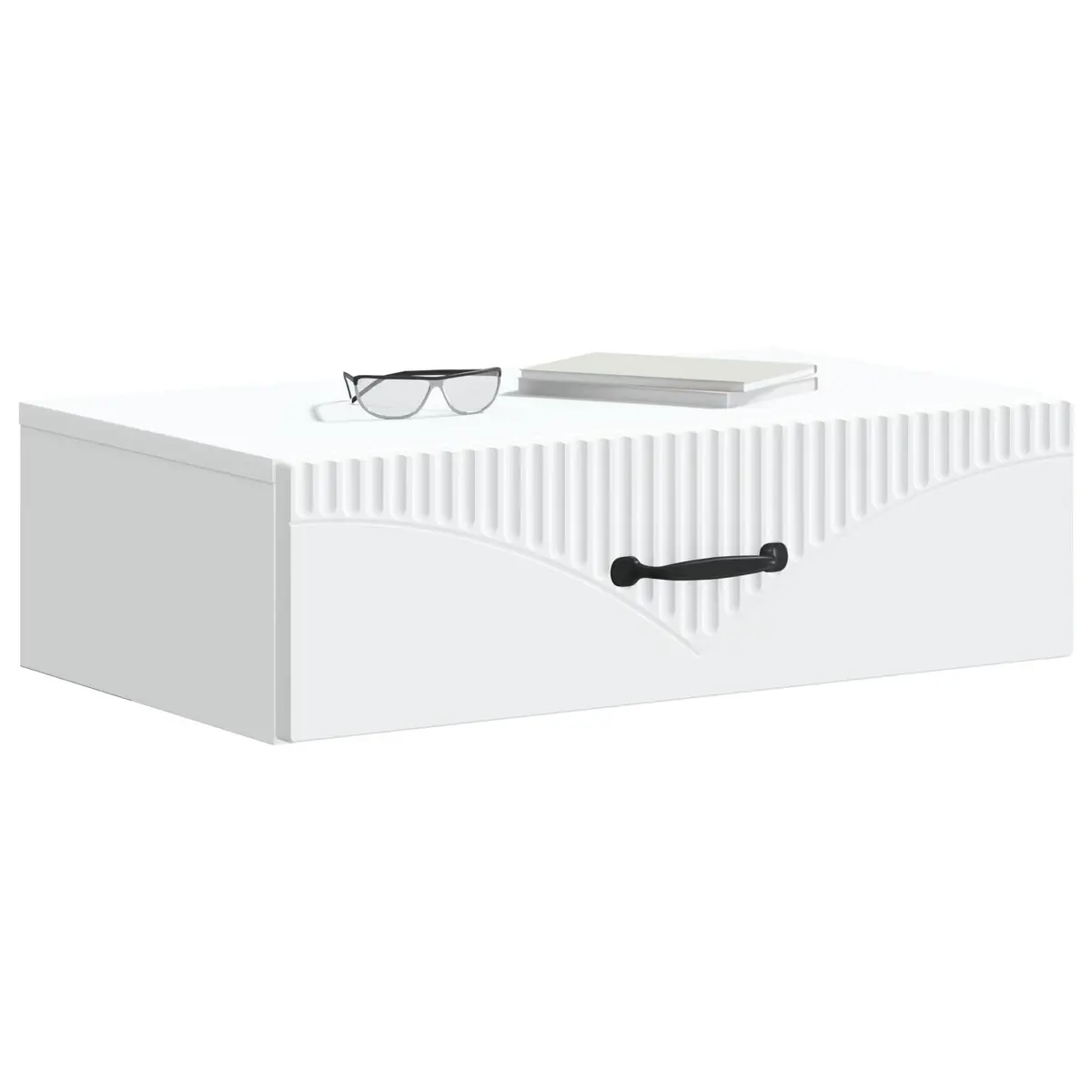 Wall-Mounted Side Table Storage Cabinet Modern Engineered Wood 59cm White