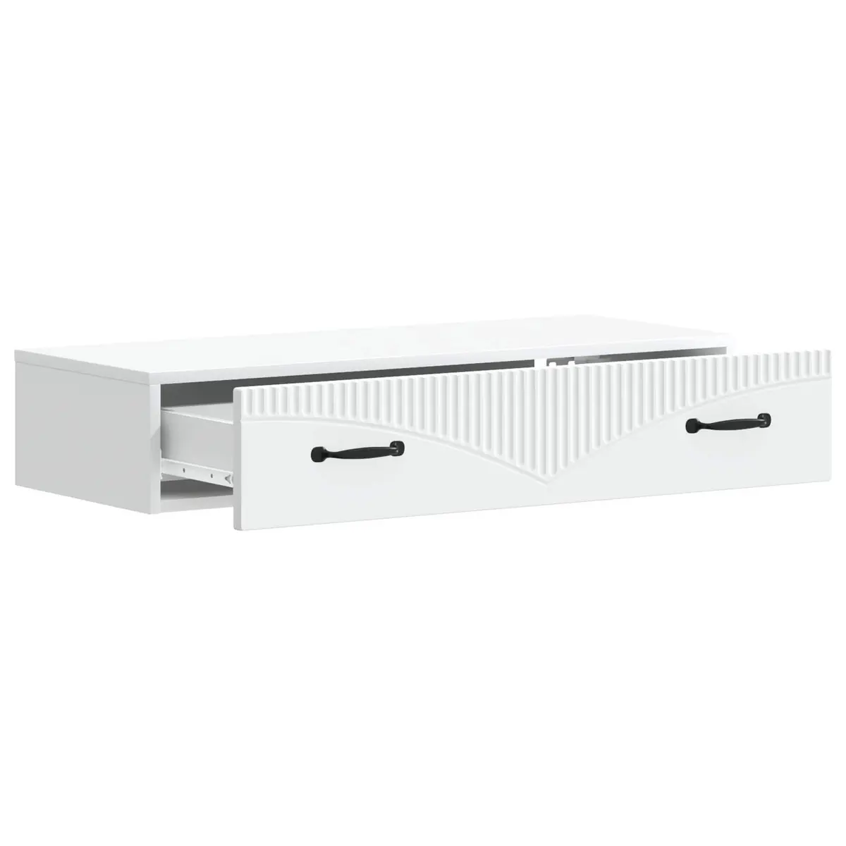 Wall-Mounted Side Table White Storage Cabinet Modern Minimalist Design Rectangle