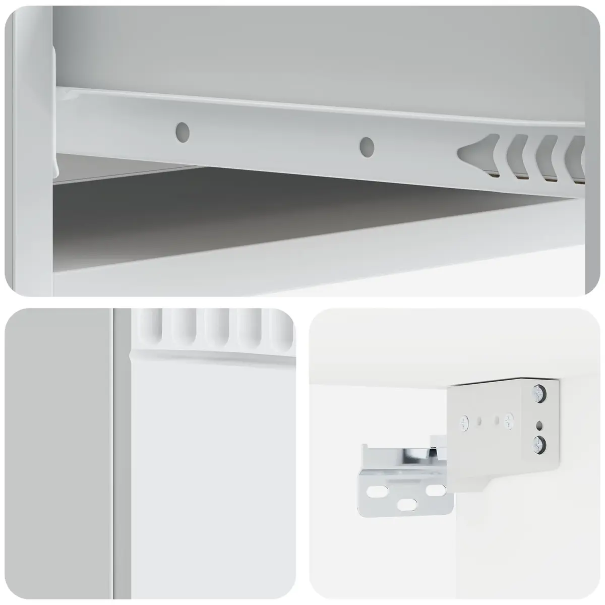 Wall-Mounted Side Table White Storage Cabinet Modern Minimalist Design Rectangle