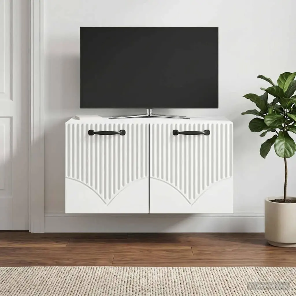 Wall-Mounted TV Cabinet Modern Storage Unit Living Room 59.5 x 41 x 30 cm White