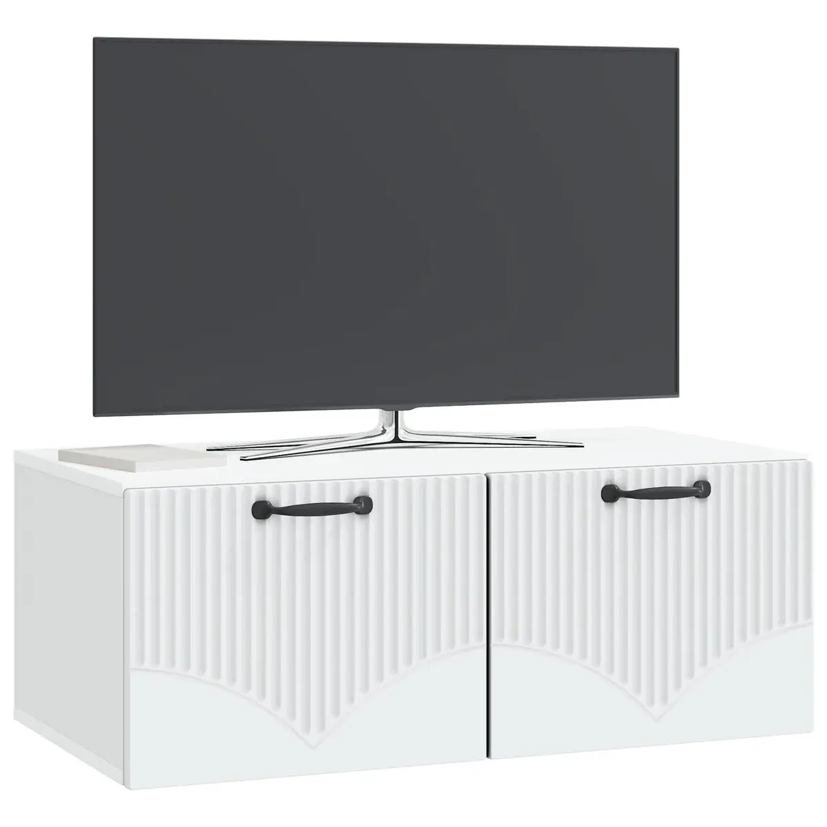 White Wall-Mounted TV Cabinet with Ample Storage