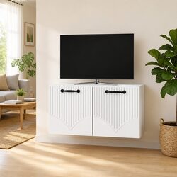 Reliable White Wall-Mounted TV Cabinet for Your Living Room