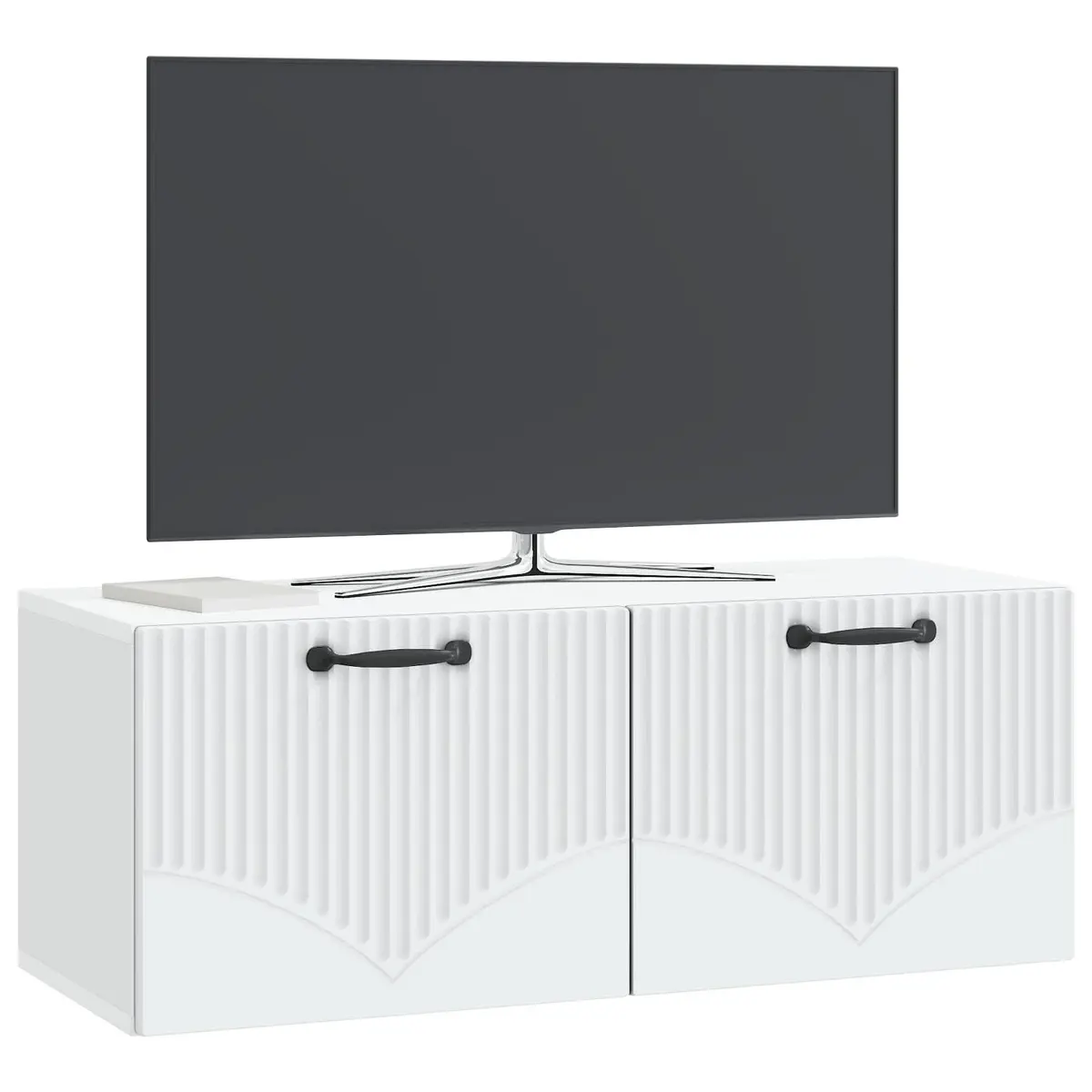 Wall-Mounted TV Cabinet White Modern Media Storage Unit Floating Entertainment