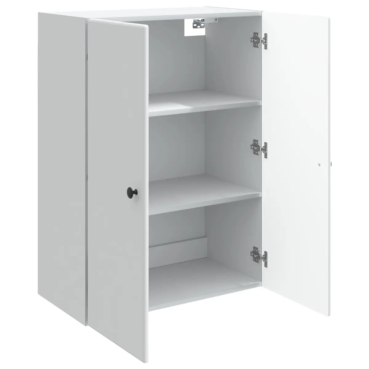 Wall-Mounted Storage Cabinet White Engineered Wood Swing Door Shelves