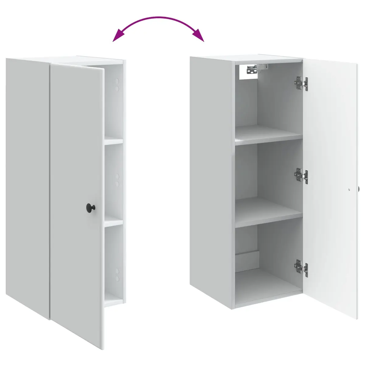 Wall-Mounted Storage Cabinet Space-Saving 33x34.5x90cm White Engineered Wood Shelves Swing Door