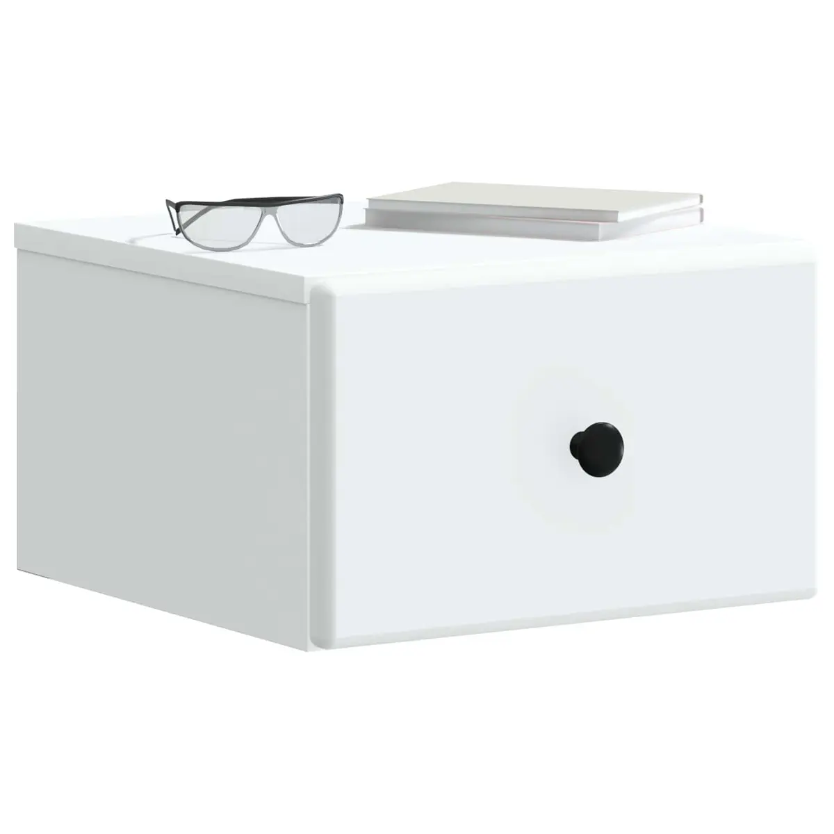 Wall-Mounted Bedside Cabinet Storage Drawer Compartment White 34.5 x 33 x 20 cm