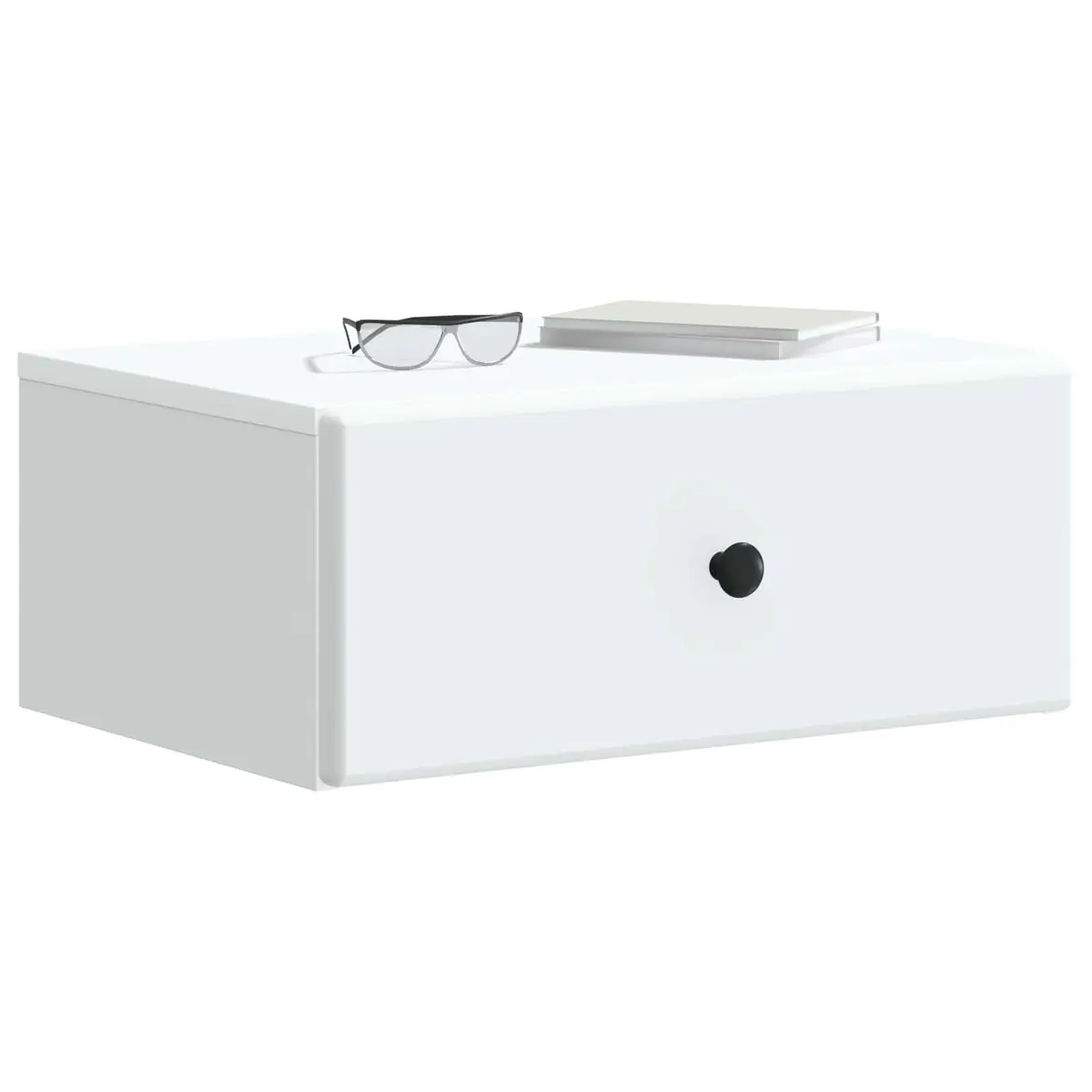 Wall-Mounted Bedside Cabinet Modern Storage Drawer Shelf White 49x34.5x20cm