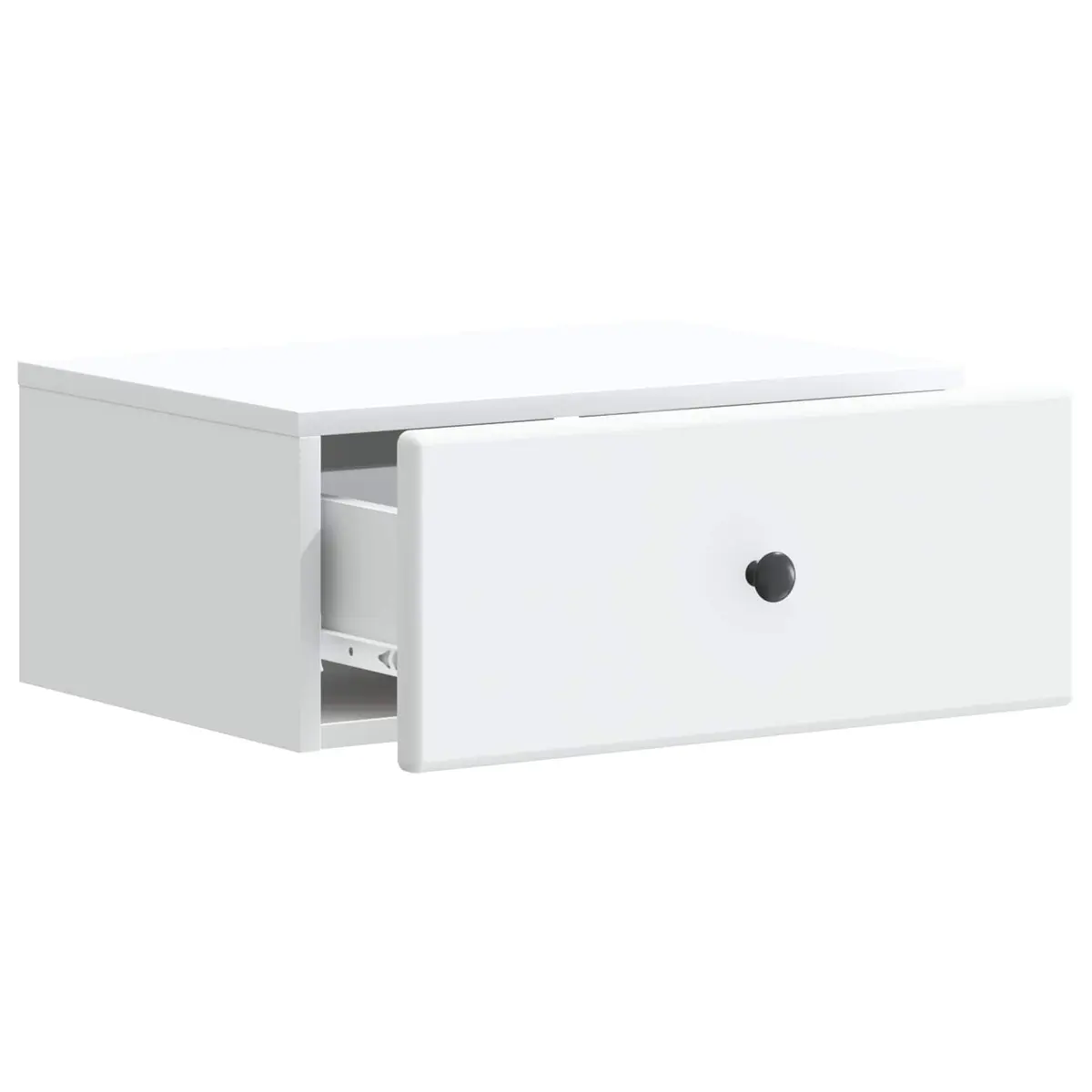 Wall-Mounted Bedside Cabinet Modern Storage Drawer Shelf White 49x34.5x20cm