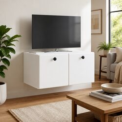 Reassuring White Wall-Mounted TV Storage Cabinet