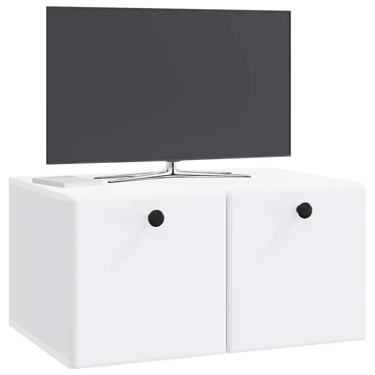 Wall-Mounted TV Cabinet White Storage Unit Living Room Media Organiser 59.5cm