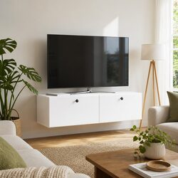 Affordable White Wall-Mounted TV Cabinet - 98 x 41 x 30 cm