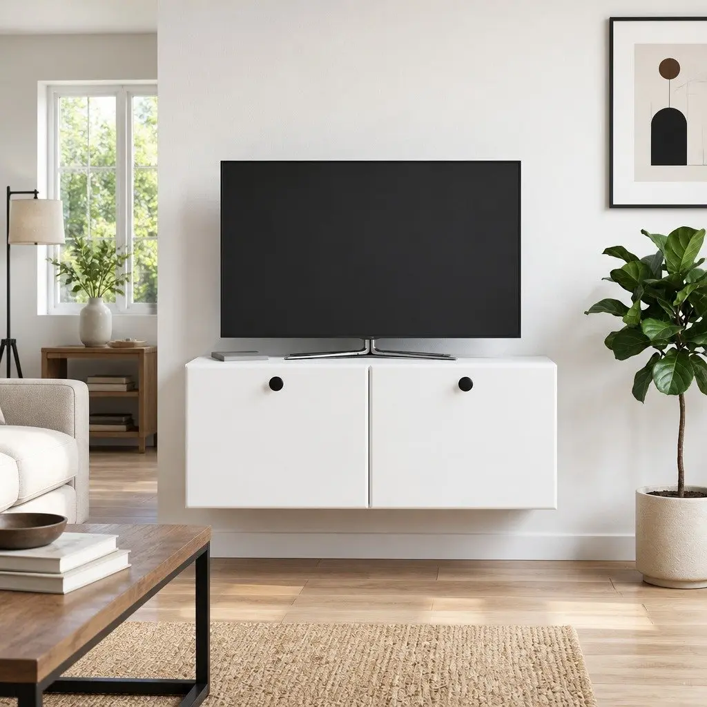 Wall-Mounted TV Cabinet Storage Unit 78.5 x 31 x 30 cm White Engineered Wood